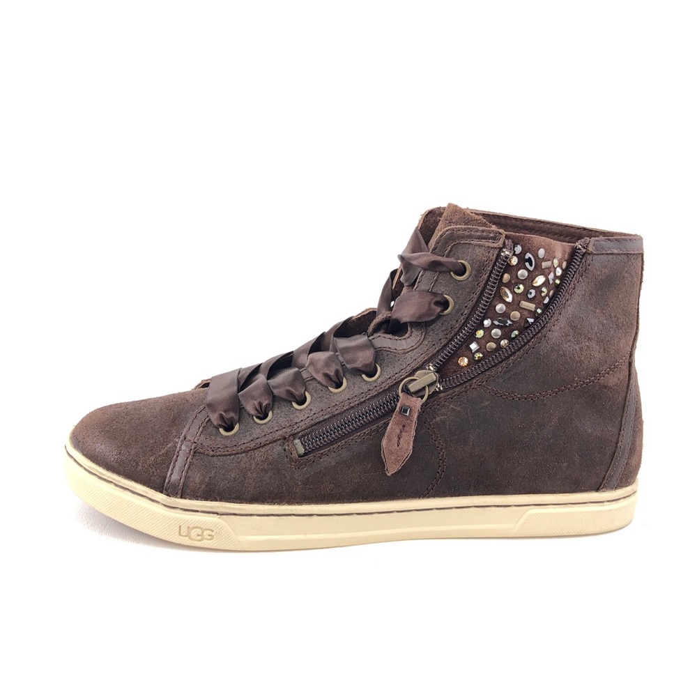 UGG Blaney Crystals Brown Leather Ankle Booties 8